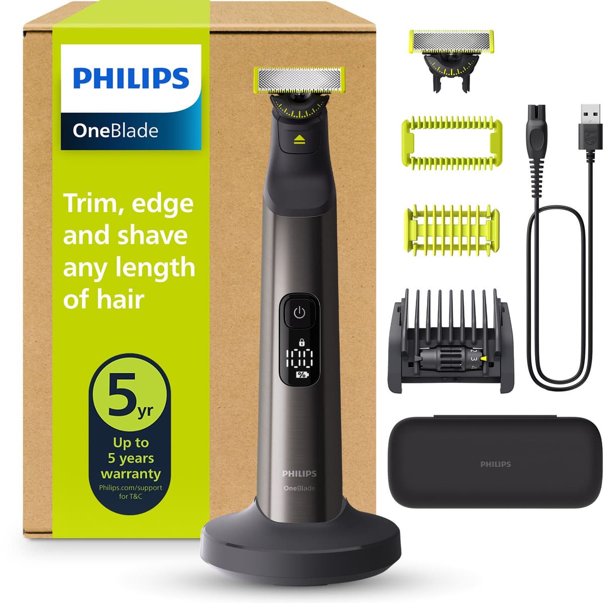Philips OneBlade Pro 360 Face + Body – Oplaadstandaard- Trimmer, scheerapparaat en styler in 1 - Inclusief luxe reisetui - QP6652/30 - Afbeelding 1