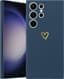Telefoonhoesje voor Samsung Galaxy S23 Ultra, schattig, slank, schokbestendig telefoonhoesje met ondersteuning en bescherming voor draadloos opladen, marineblauw