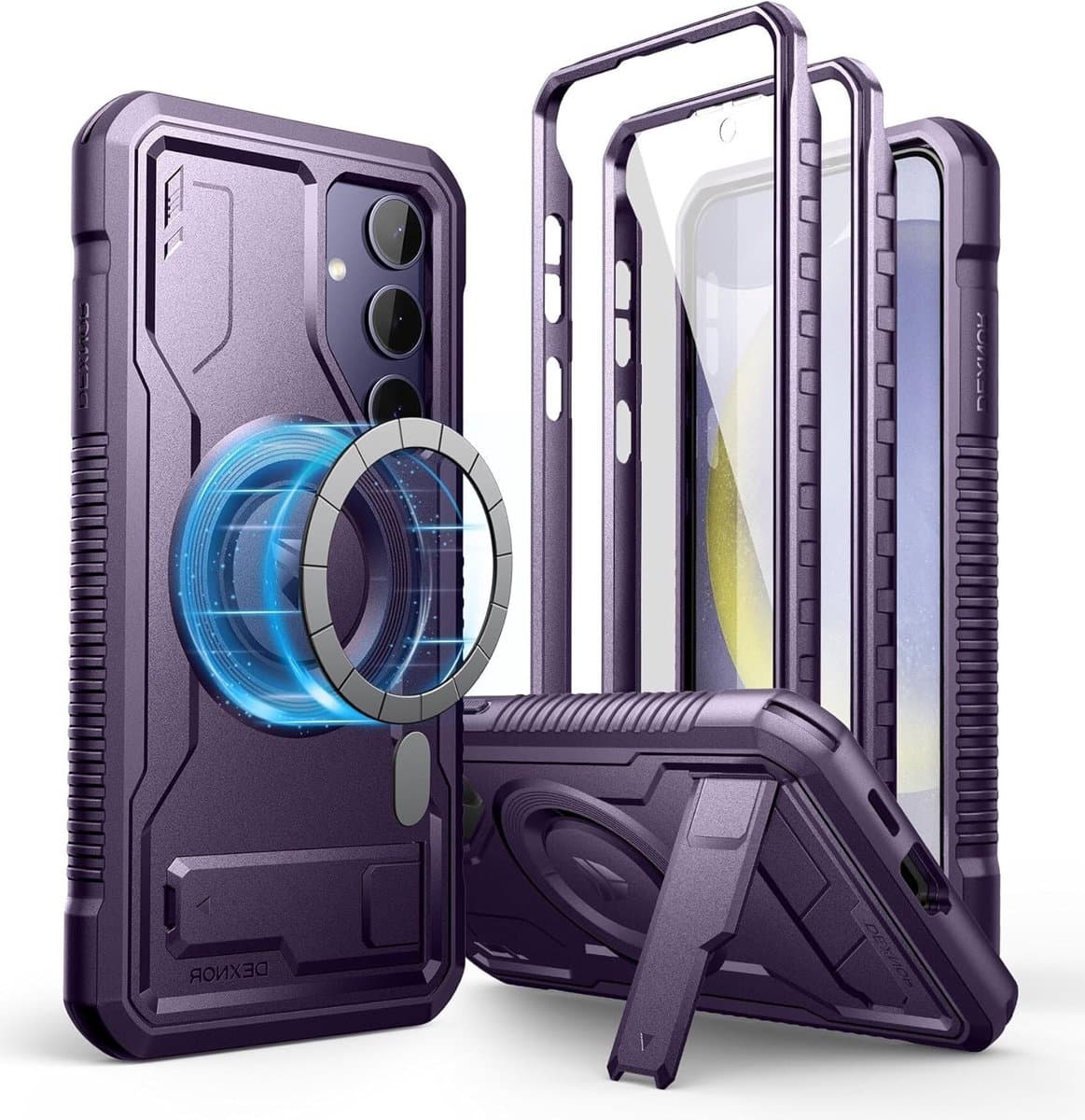 Samsung Galaxy S24 Plus Hoes met Kickstand, 2 Voorframes en Schermbeschermer in Violett - Bescherming, Functionaliteit en Stijl - Afbeelding 1