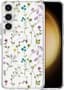 Magnetische hoes voor Samsung Galaxy S23 5G, compatibel met MagSafe, draadloos opladen, siliconen hoes met schattige bloemen, transparante stootvaste beschermhoes voor Samsung S23 flower
