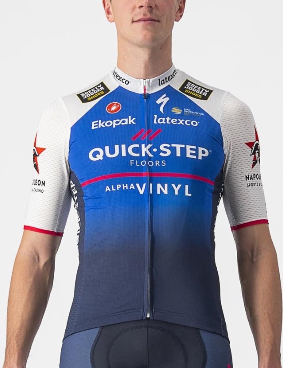 Castelli Fietsshirt Korte Mouwen Heren Blauw Wit - Quick-Step Alpha Vinyl COMPETIZIONE JERSEY BELGIAN BLUE WHITE-2XL - Afbeelding 1