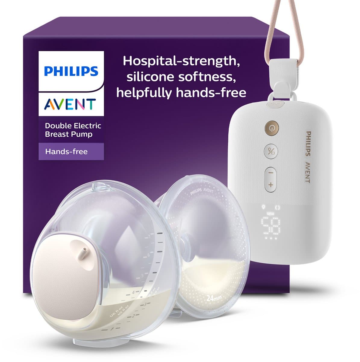Philips Avent - Handsfree Dubbele Elektrische Draagbare Borstkolf - Comfortabele & Krachtige Motor - Ultralichte Transparante Cups - SCF532/11 - Afbeelding 1