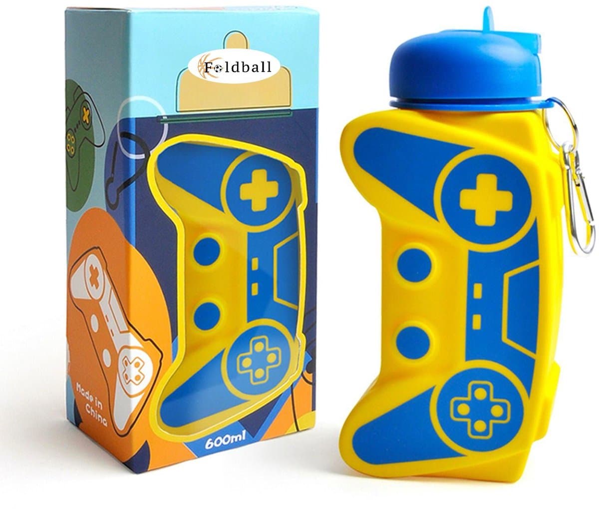 Controller drinkfles - Playstation/Xbox waterbottle - 550 ml drinkfles kinderen - Sportfles - opvouwbaar - waterflessen - back to school Voetbal drinkfles - Foldball - Afbeelding 1