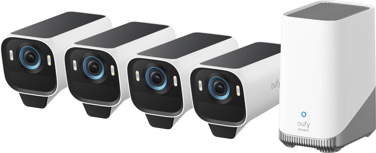 eufyCam S3 Pro Beveiligingscamera 4 - Pack + HomeBase 3 - Security Camera System - 4K Resolutie - AI Bewegingdetectie - Nachtzicht - Weerbestendig - Draadloos