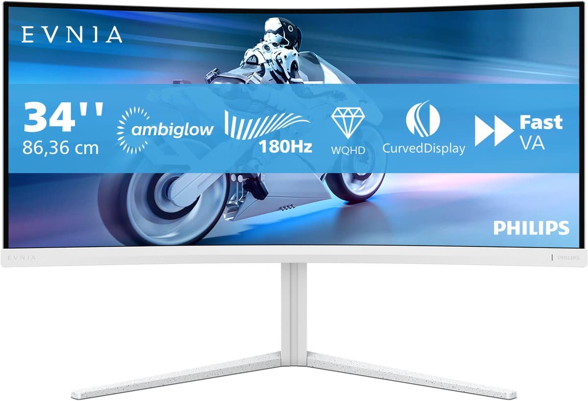 Philips Evnia 34M2C5501A - 34 inch Ultrawide Curved QHD Gaming Monitor - 180Hz - Afbeelding 1