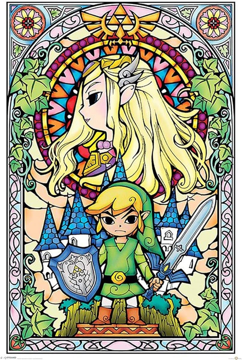 The Legend of Zelda Poster - Kerkraam Print - Wanddecoratie Kamer - Groot Formaat - 61cm x 915cm - Wit - Afbeelding 1