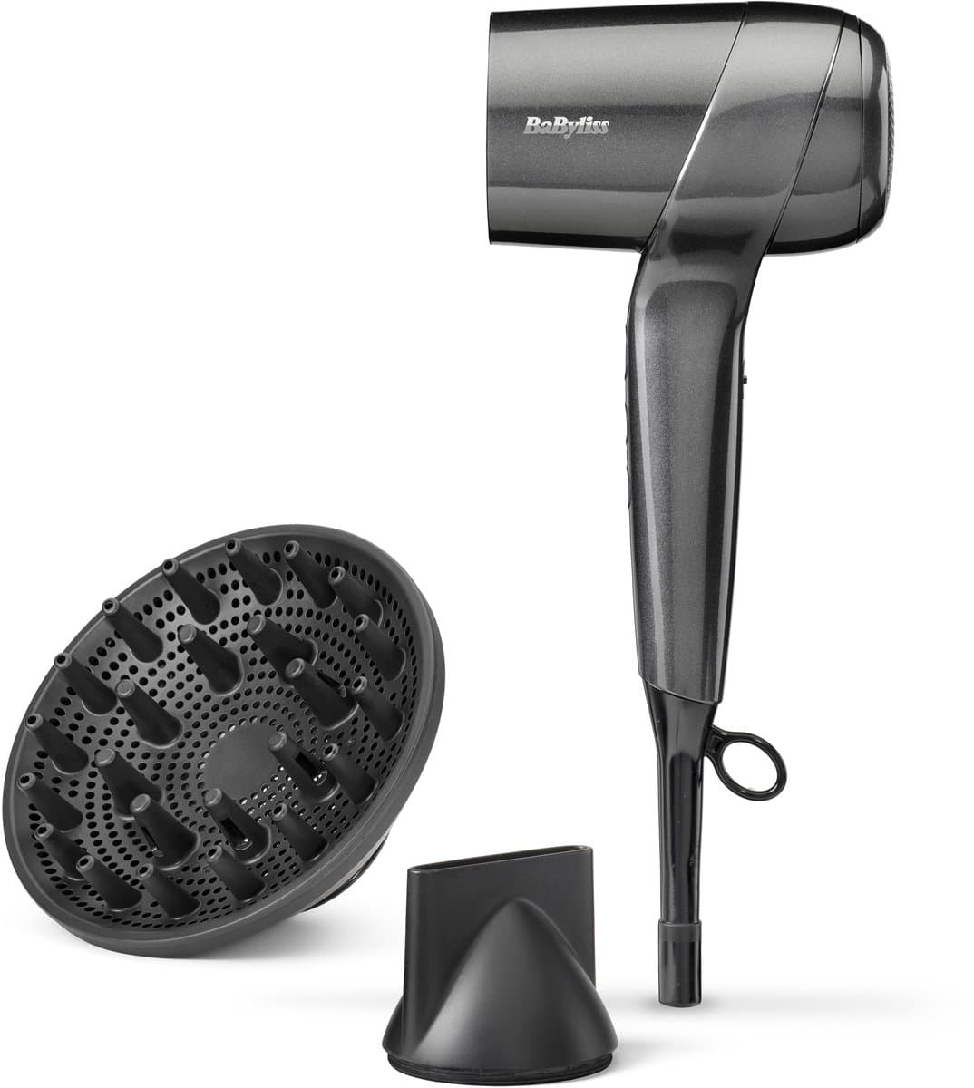 BaByliss Titanium Shine Föhn - Compacte en Krachtige Haardroger met Diffuser - Lichtgewicht Digitale Motor - Ionische functie voor Minder Pluizig Haar - 3 Temperaturen en Snelheden - D6200DE - Afbeelding 1