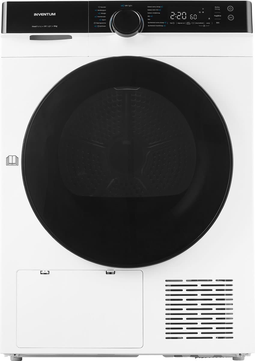 Inventum VDW8030W Wasdroger - 8kg - Warmtepompdroger - UV-hygiënefunctie - Energielabel C - Wit - Afbeelding 1