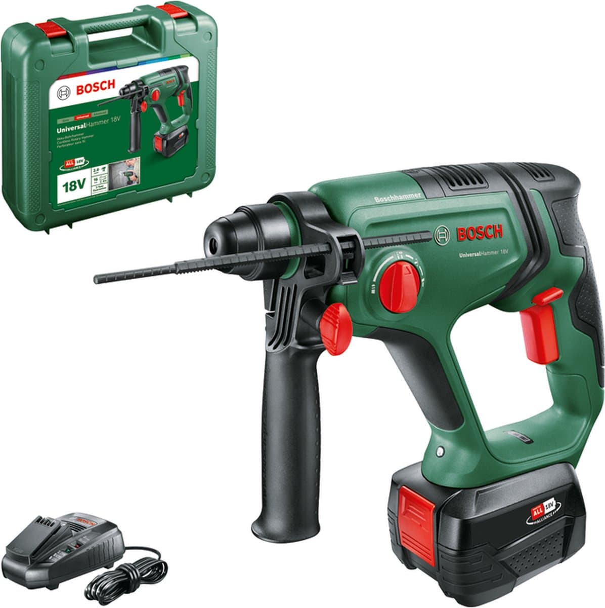 Bosch UniversalHammer 18V Accu boorhamer - 2.0 J - Met 1x 18 V accu (4.0 Ah) en lader - In koffer - Afbeelding 1