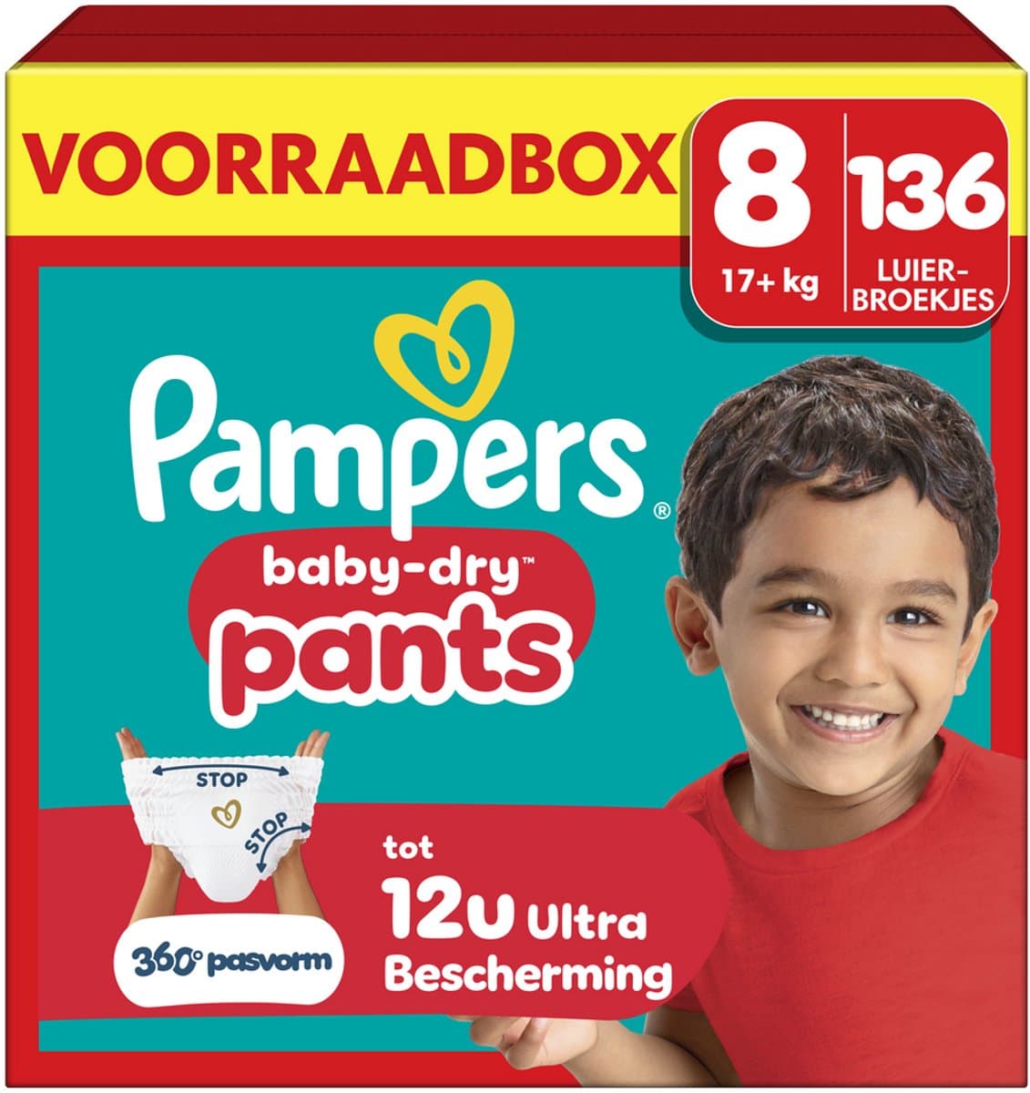 Pampers Baby-Dry Pants Maat 8 - 136 Luierbroekjes - 17kg+ - Voorraadbox - Afbeelding 1
