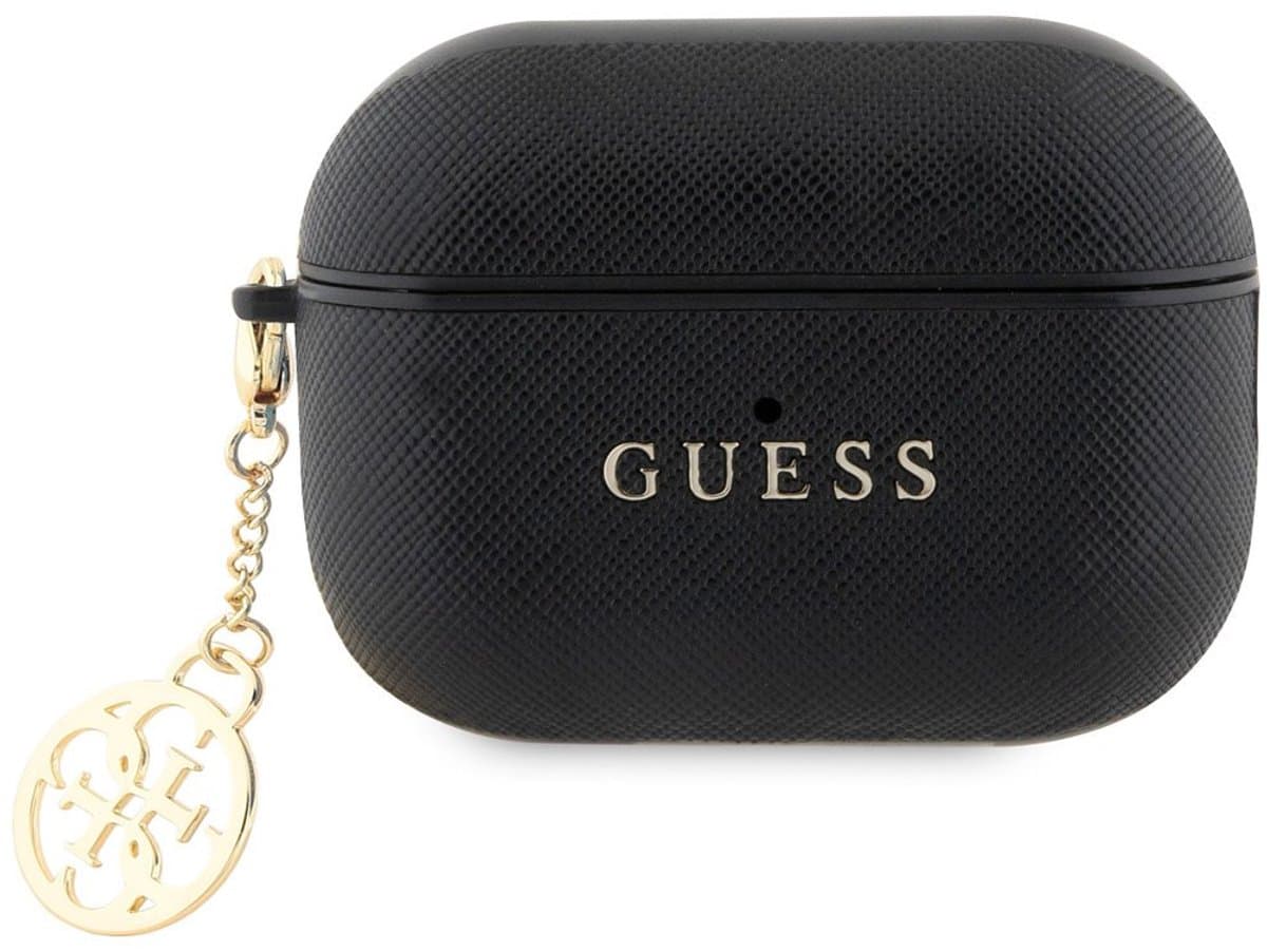 Guess Airpods Pro & Pro 2 Case - Saffiano - Circle Charm - Zwart - Afbeelding 1