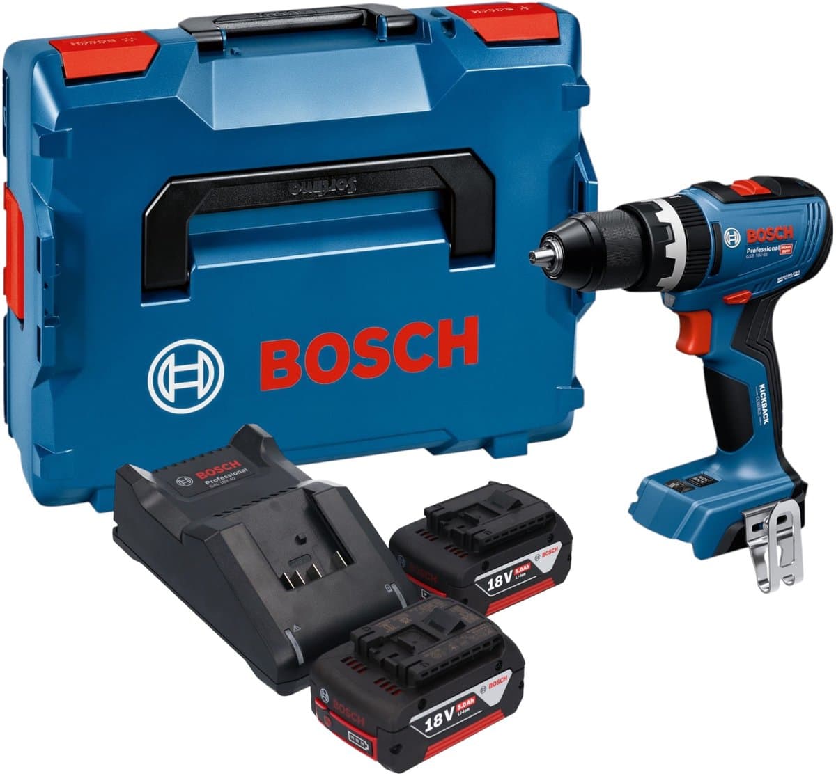 Bosch Professional GSB 18V-65 Accu klop-/schroefboormachine 18V 5.0Ah in L-Boxx - 06019N3303 - Afbeelding 1