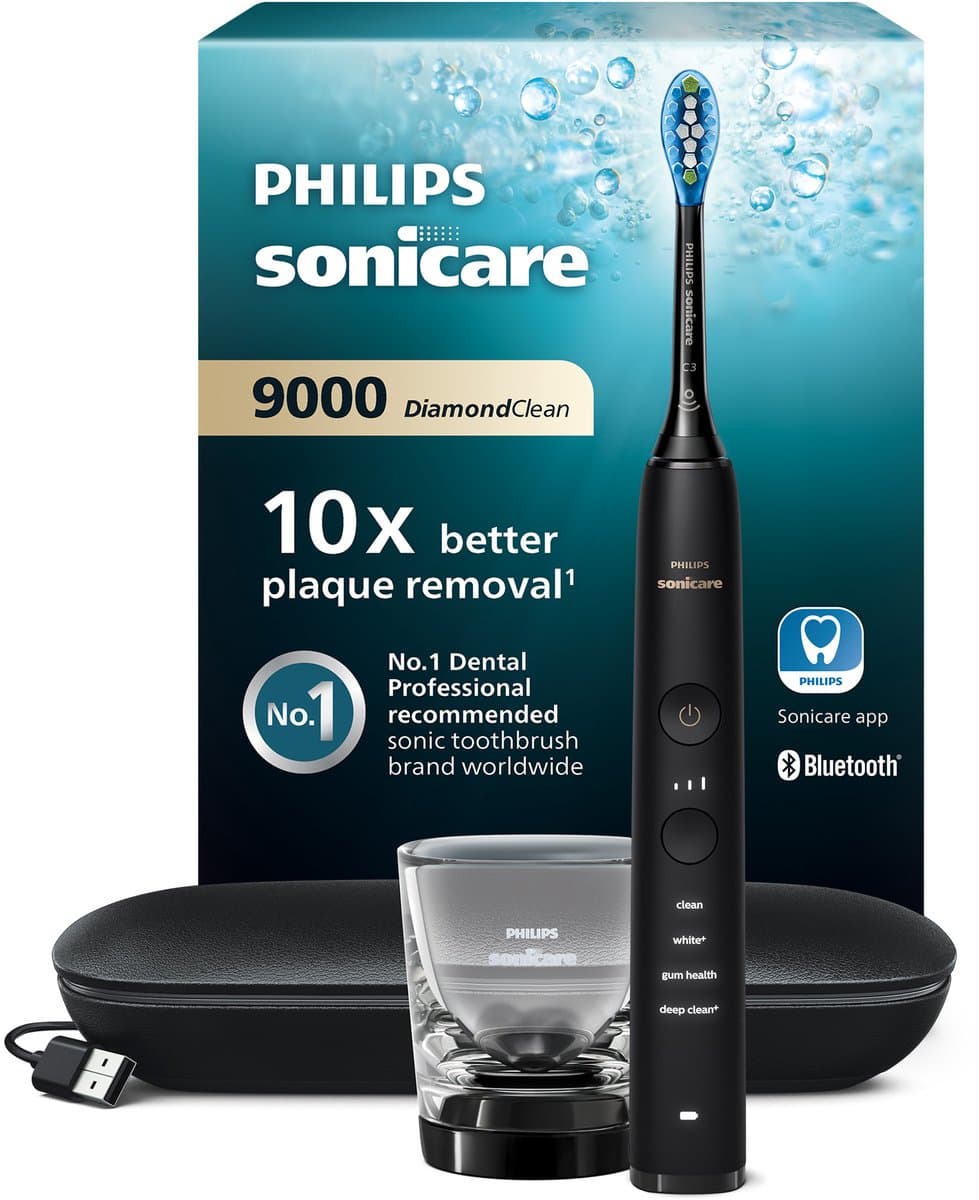 Philips Sonicare DiamondClean 9000 - Elektrische tandenborstel - Oplaadglas - Zwart - HX9911/09 - Afbeelding 1