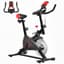 Hometrainer, fitnessfiets met hartslagmeter, LCD-display, iPad-houder, verstelbaar zadel en weerstand, fietstrainer, fitnessfiets voor thuis, indoor cardiotraining 85 x 46 x 114 cm