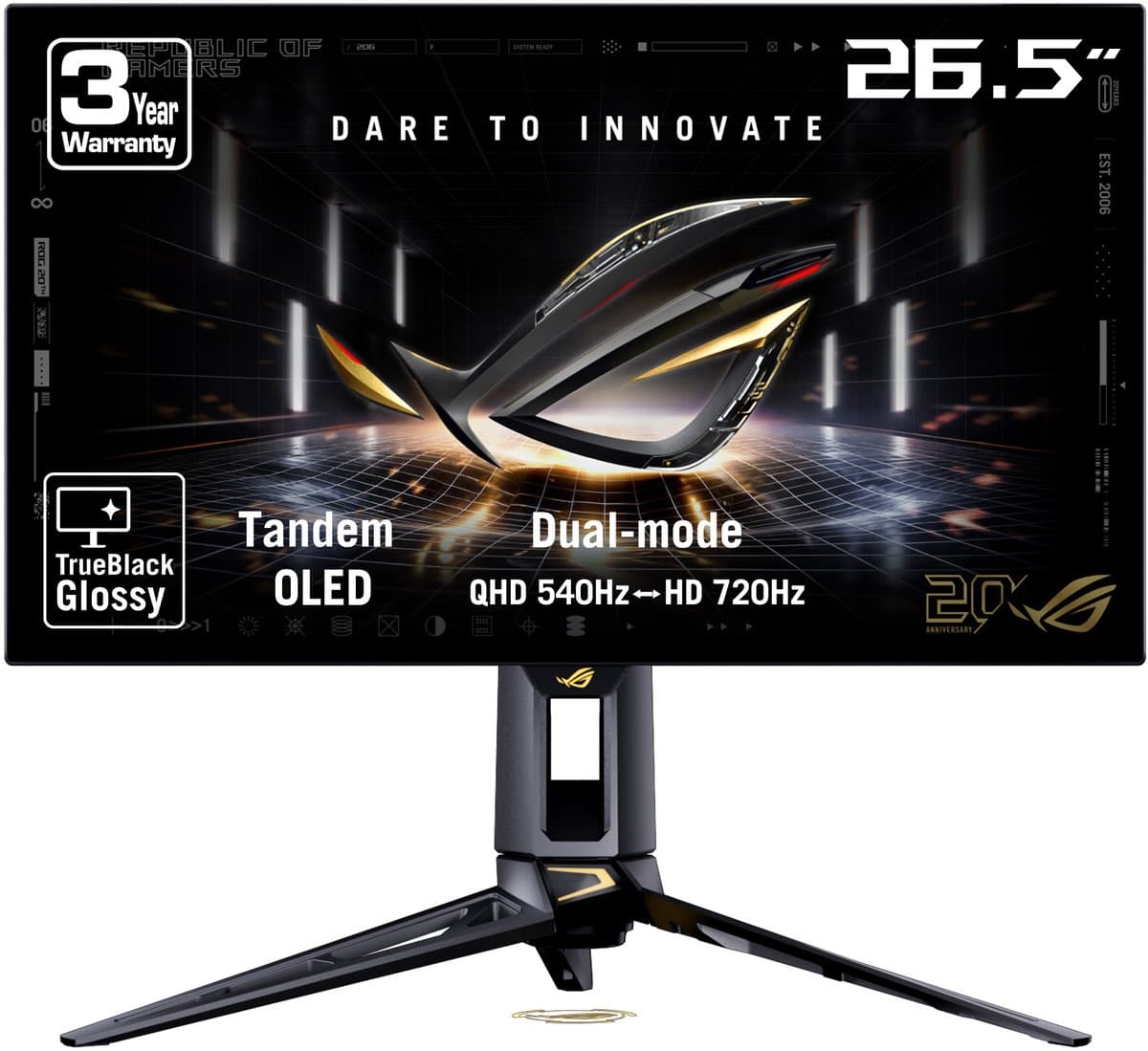 ASUS ROG Swift OLED PG27AQWP-G EDITION 20 - QHD Tandem OLED Monitor - Next Gen OLED - TrueBlack Glossy - 540hz - 27 inch - Afbeelding 1