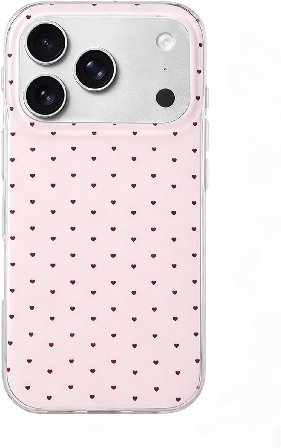 Voor iPhone Pro hoesje hart polka dot telefoonhoesje-roze - Afbeelding 1