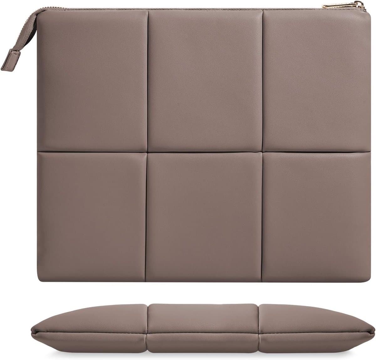 Laptop Sleeve 13.3-14 Inch voor MacBook Air en Pro, PU Leer, Beschermhoes met Elastische Band, Bruin - Afbeelding 1