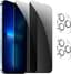4 stuks beschermfolie voor iPhone 13 Pro Max, privacy pantserbescherming, 2 x anti-spy veiligheidsglas + 2 x camerabescherming, anti-peeping privacyfolie, anti-spy veiligheidsglas