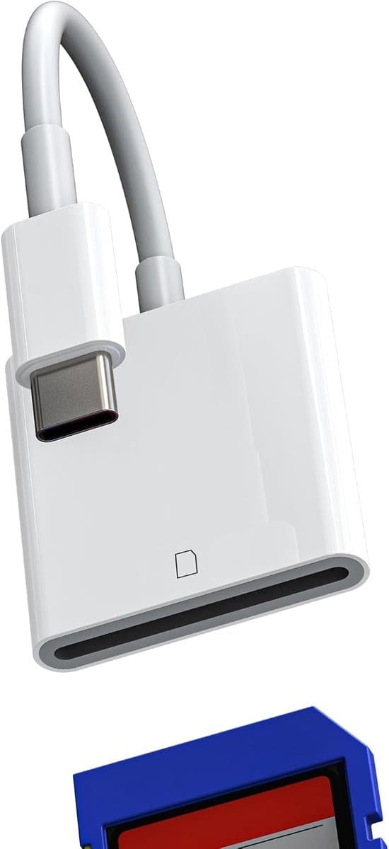 USB C adapter type C voor Apple iPhone 15Pro Max Plus voor iPad 10 Air 4 Mini 6 compatibel met Samsung externe geheugenkaart gegevensoverdracht back-up foto camera lezer - Afbeelding 1