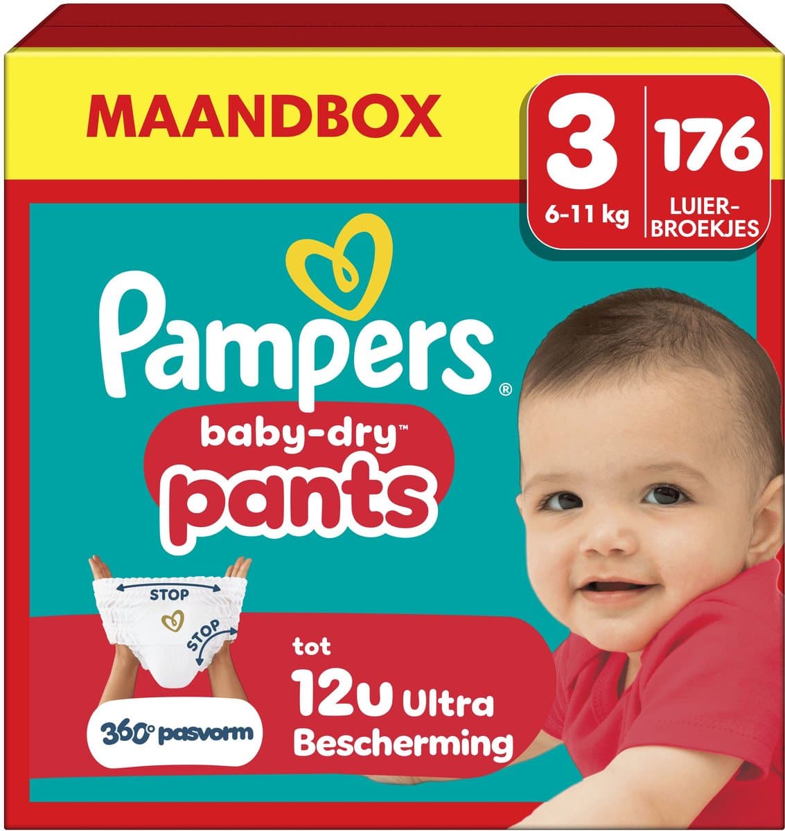 Pampers Baby-Dry Pants Maat 3 - 176 Luierbroekjes - 6kg-11kg - Maandbox - Afbeelding 1