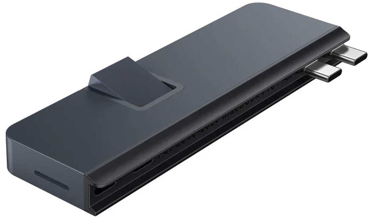 Hyper USB-C HyperDrive Duo Pro 7-in-2 hub – Geschikt voor 14 & 16 MacBook Pro 2016-2021 – 1 x HDMI – 1 x USB-C – 1 x Thunderbolt 4 – 1 x USB-A – Ethernet – 3.5 mm Audiojack - Grijs - Afbeelding 1