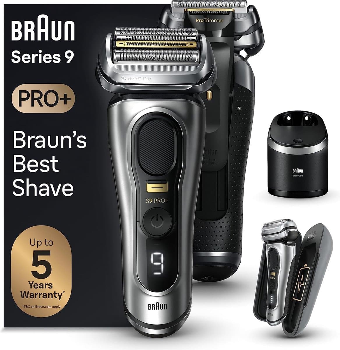 Braun Series 9 Pro+ 9577cc - Scheerapparaat - SmartCare Center - PowerCase - Wet & Dry - Zilver - Afbeelding 1
