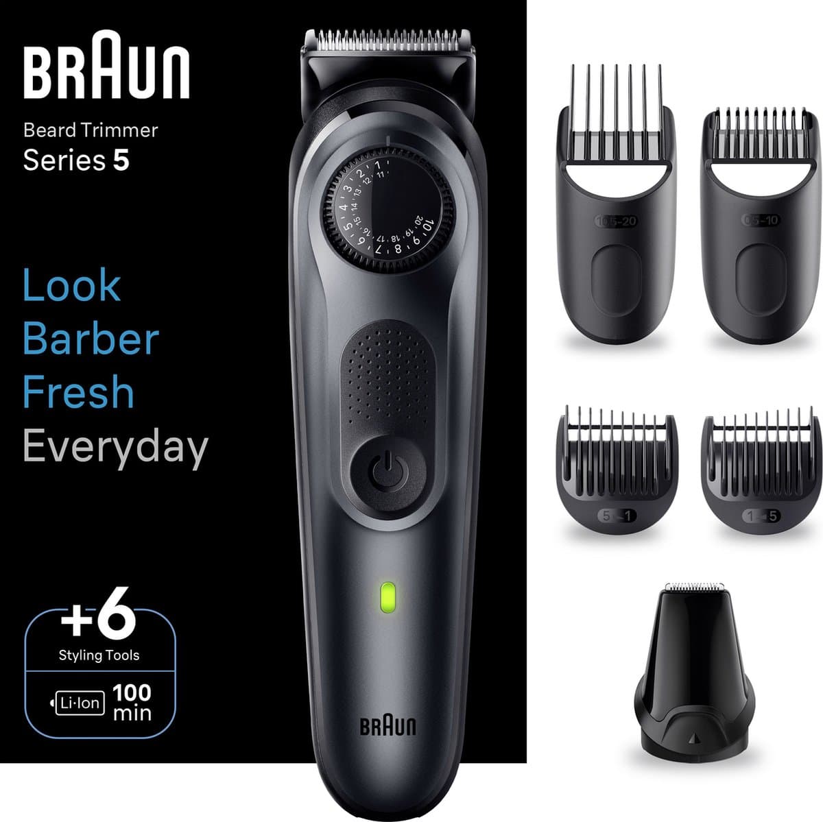 Braun Baardtrimmer - Series 5 - BT5450 - Trimmer Voor Heren met Stylingtools en 100 Minuten Gebruiksduur - Afbeelding 1