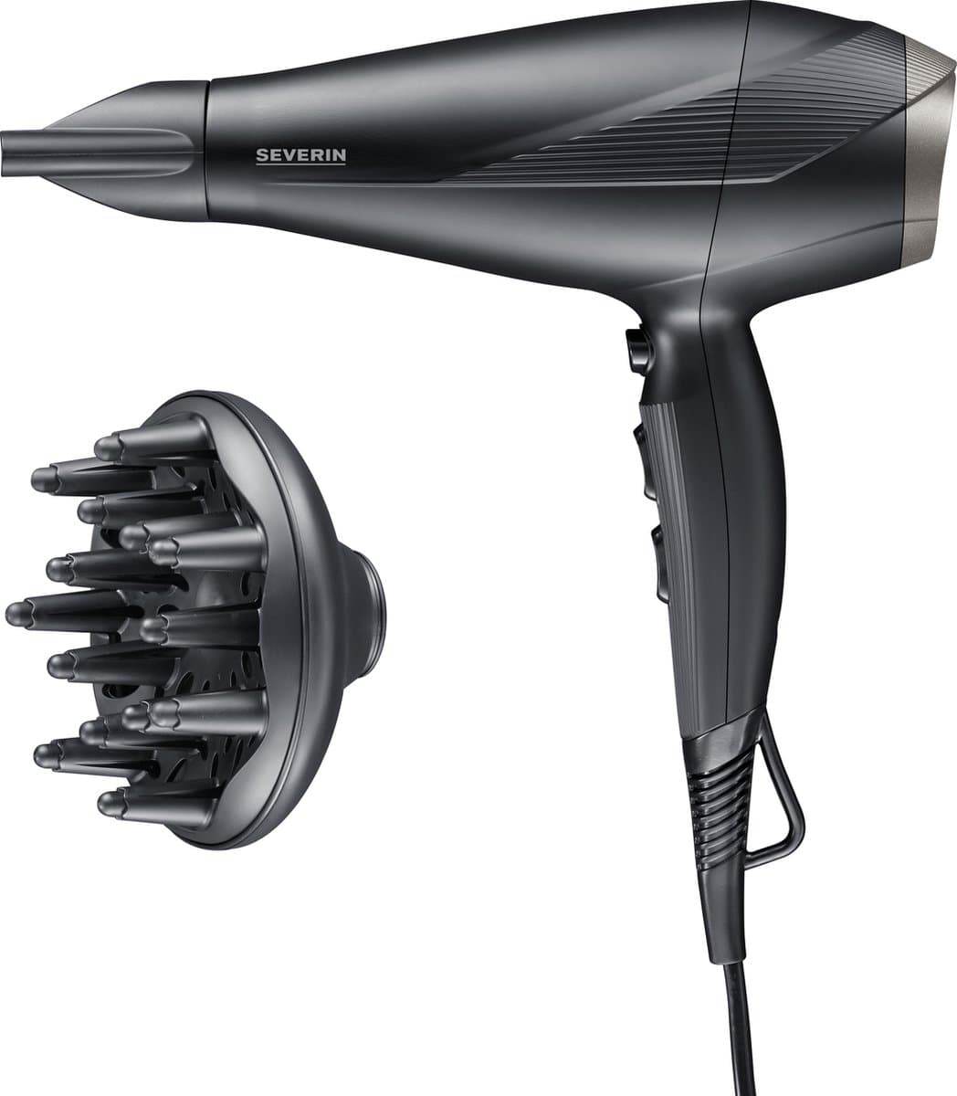 Severin HT 0167 Föhn met AC-motor van 1.950-2.300 watt, 3 temperatuur, 2 vermogens en coolshot-stand - Ionische functie, lange kabel, incl. concentrator en diffuser - Afbeelding 1