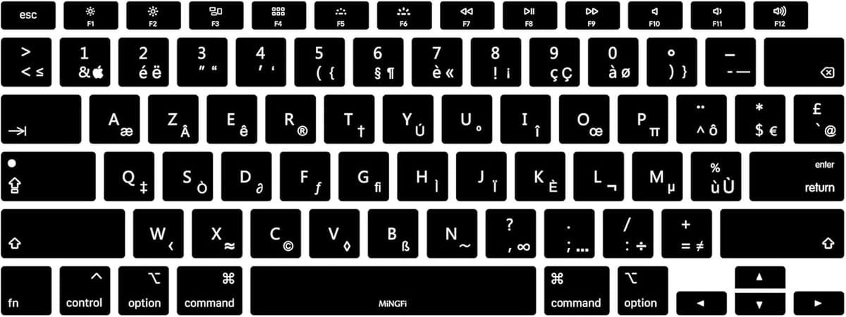 Toetsenbordbeschermer Franse AZERTY voor MacBook Air 13" A2179 (2020), A2337 (M1, 2020–2022) US/ANSI - Zwart - Afbeelding 1