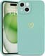Compatibel met iPhone 15 Plus telefoonhoes Meisjesbehuizing Goud liefdeshart Zacht siliconen hoesje Schattig goud Love Slim Stootvast beschermhoes voor iPhone 15 Plus Geurende groene