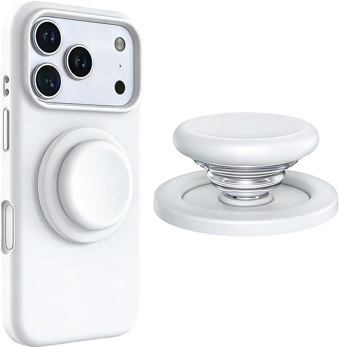 Telefoonhouder, mobiele telefoongreep, zachte siliconen, magnetische vingergreep, voor iPhone 17/16/15/14/13, comfortabele One-Touch-houder (wit) - Afbeelding 1