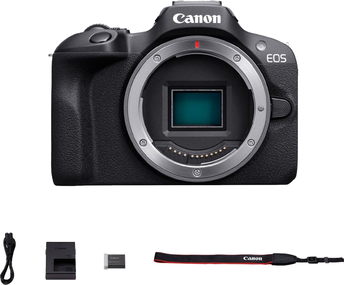 Canon EOS R100 Body - Systeemcamera - 24.1 MP - Foto en Video - Compact formaat - Creative assist - Camera zonder lens - Afbeelding 1