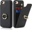 Telefoonhoesje compatibel met iPhone 7/8/SE 2020/SE 2022 hoesje met kaarthouder, flip folio lederen portemonneehoesje, ringstandaard schokbestendig beschermhoesje - zwart