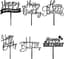 6 Stuks Acryl Happy Birthday Borden - Zwarte Taartdecoraties en Gepersonaliseerde Cupcake Toppers voor Feestjes