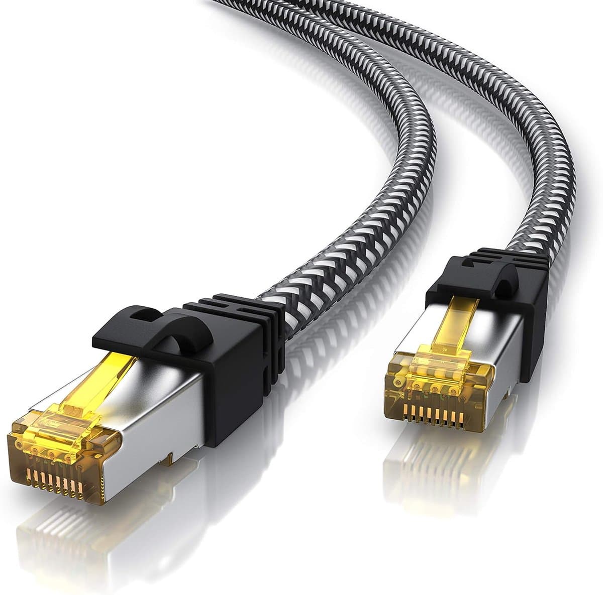 5m Cat 7 netwerkkabel Gigabit Ethernet - Katoenen mantel 10000 Mbit - Patchkabel met RJ45 - Geschikt voor PC, Laptop, Modem, Router, PS5, Xbox - Afbeelding 1