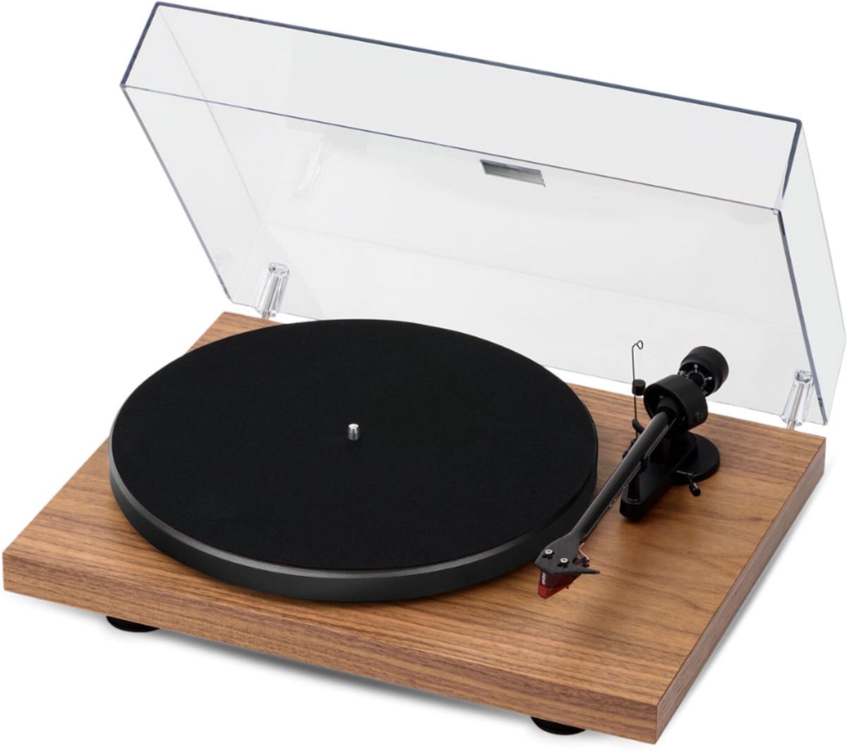 Pro-Ject Debut E Carbon Phono Platenspeler – Voorversterkt – Carbon Toonarm – HiFi LP Speler – 33/45/78 RPM – Walnoot - Afbeelding 1