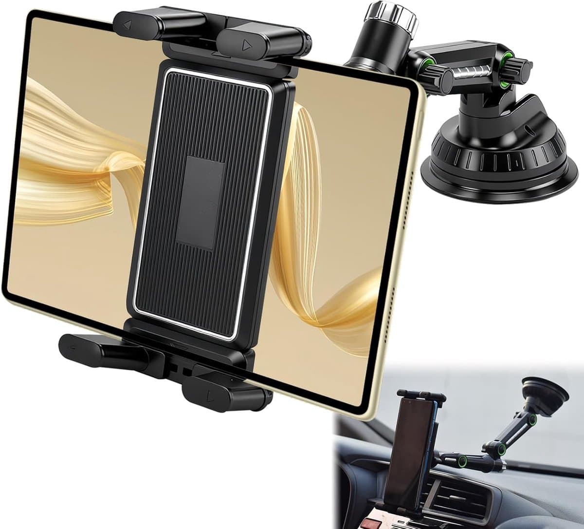 Tablethouder voor auto, universele zuignaphouder voor dashboard en voorruit, 360 graden draaibaar, verstelbaar, tablethouders, auto, compatibel met iPad Air/Mini, Android tablets en iPhone5"-13 inch - Afbeelding 1