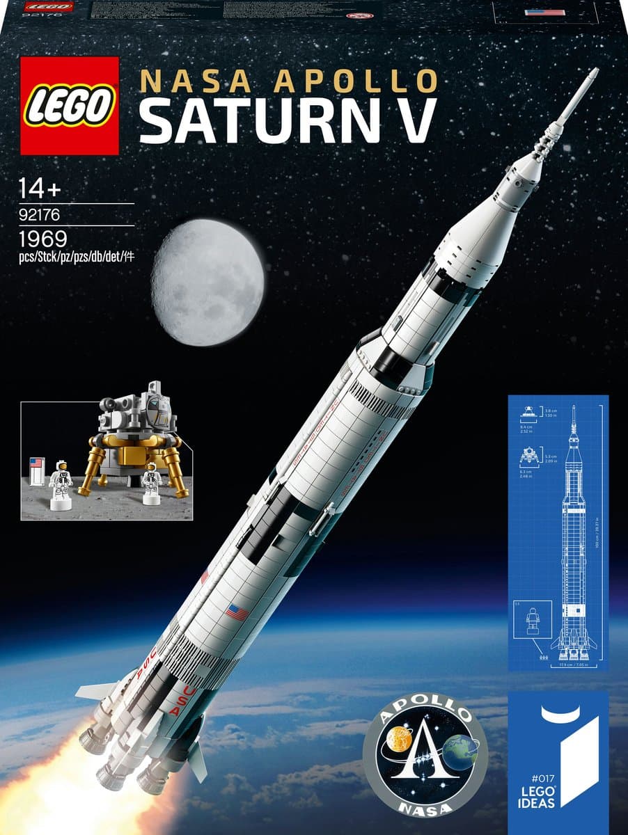 LEGO 92176 Ideas NASA Apollo Saturn V en Voertuigen, Speelgoed Ruimteschip Bouwset, Collectors Item en Displaymodel - Afbeelding 1
