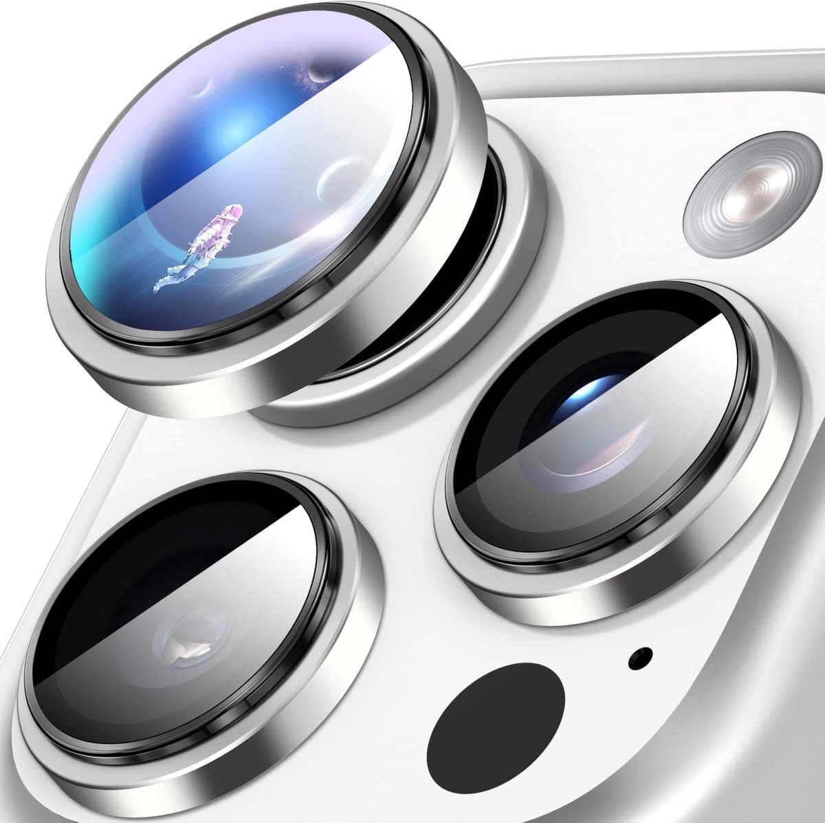 Dailygoods- Lensbeschermer HD Glas - Aluminium Frame - Camerabescherming - Compatibel met iPhone 16 Pro/16 Pro Max - Schokbestendig - Krasbestendig - Camera Lens Cover - Afbeelding 1
