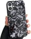 Voor iPhone 16 Plus hoesje, zwart kant vintage telefoonhoesje schokbestendig dun zacht TPU en harde PC beschermhoes
