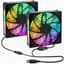 2 x USB-ventilator, 120 mm, 5 V, met kleurrijke led, dubbele pc-behuizingsventilator, USB-ventilator, stille ventilator voor computer, radiator, router, PS5, tv-box, 2-in-1 mini-pc-ventilator