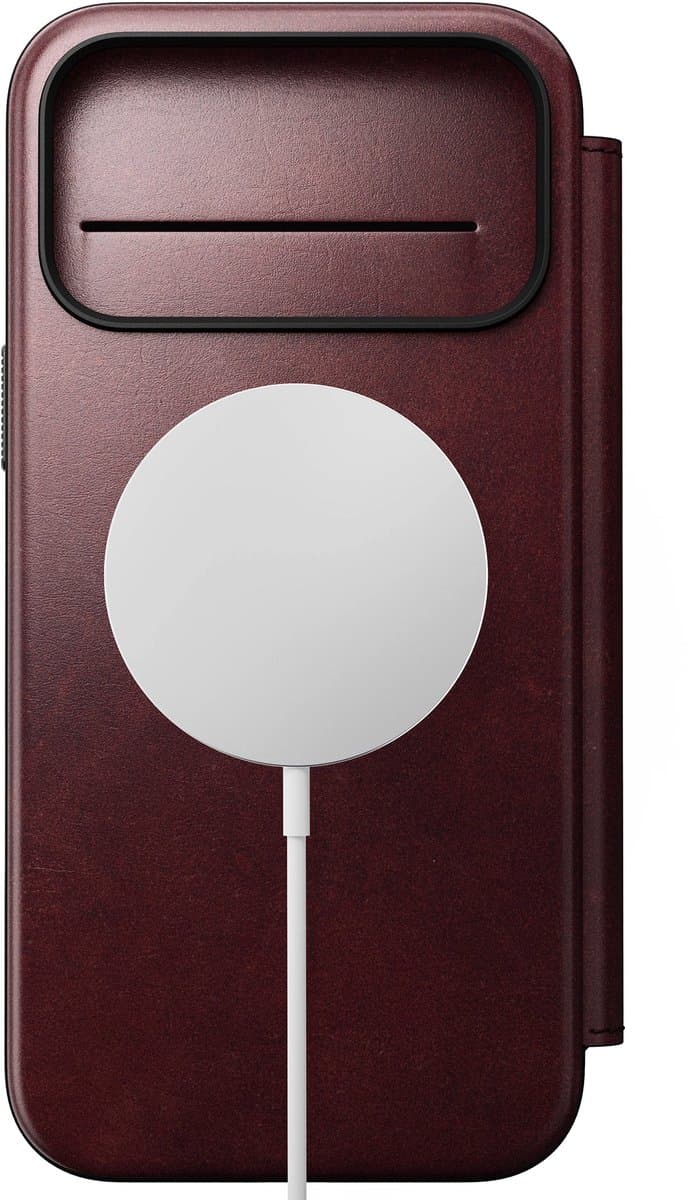 Nomad Horween Lederen Folio iPhone 17 Pro Max – Gerecyclede Aluminium Knoppen – Camera Bedieningsknop – Horween Leer van Topkwaliteit - Bruin - Afbeelding 1