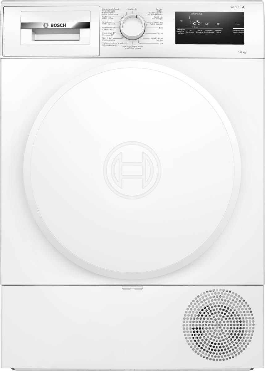 Bosch WTH8320AFG - Serie 4 - Wasdroger - Warmtepompdroger - 8 kg - NL/FR Display - Auto Dry: droogt automatisch tot de gewenste droogtegraad - Afbeelding 1