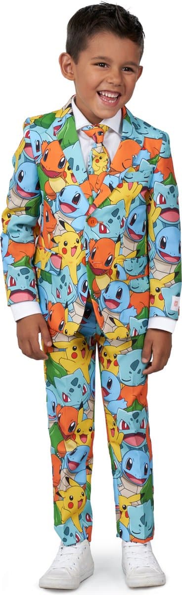 OppoSuits BOYS POKÉMON™ - Jongens Pak - Carnavalskleding - Nintendo Game Pikachu Bulbasaur Squirtle Charmander Outfit - Meerkleurig - Maat EU 98/104 - Afbeelding 1