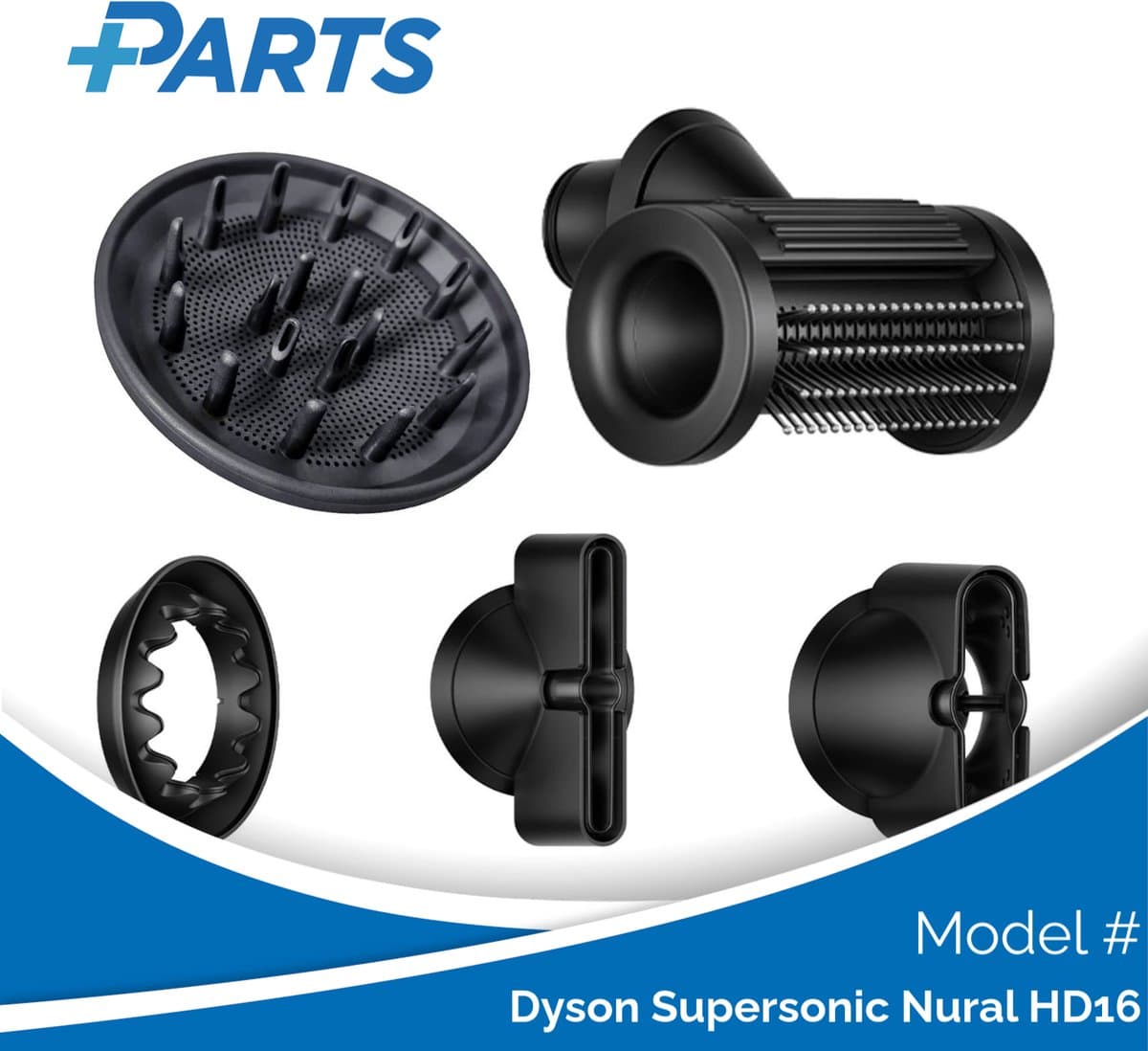Dyson Supersonic Nural HD16 Opzetstukken (Plus.Parts® alternatief voor 974179-01 / 974180-02) - Afbeelding 1