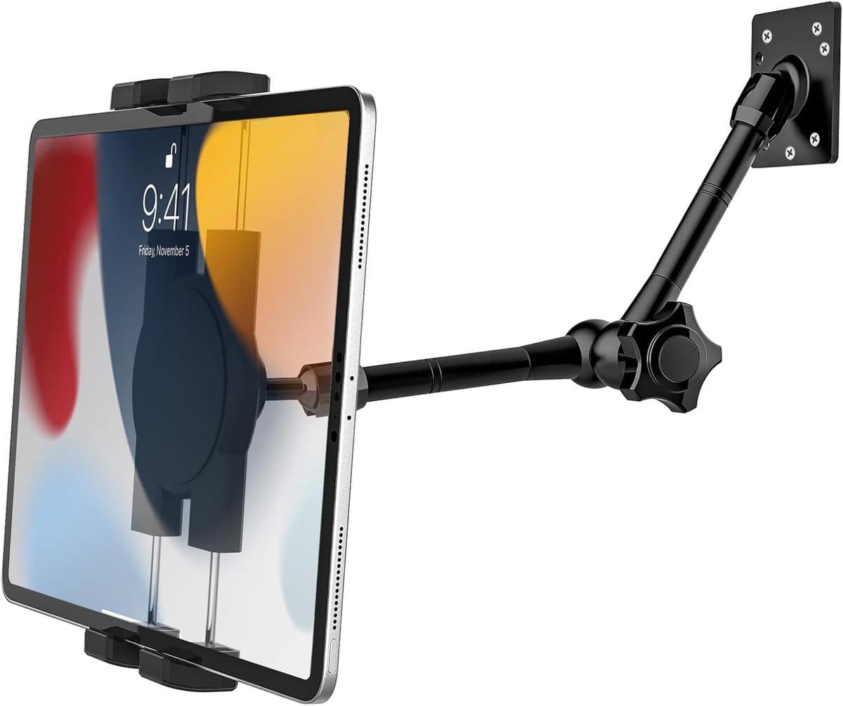 Wandhouder met Verstelbare Arm, Scharnierende Arm iPad Muurbeugel | Metalen Muur Tablethouder voor iPad Pro Air Mini, Switch, Lenovo, Galaxy Tab, Fire, Telefoon 4-13" - Afbeelding 1