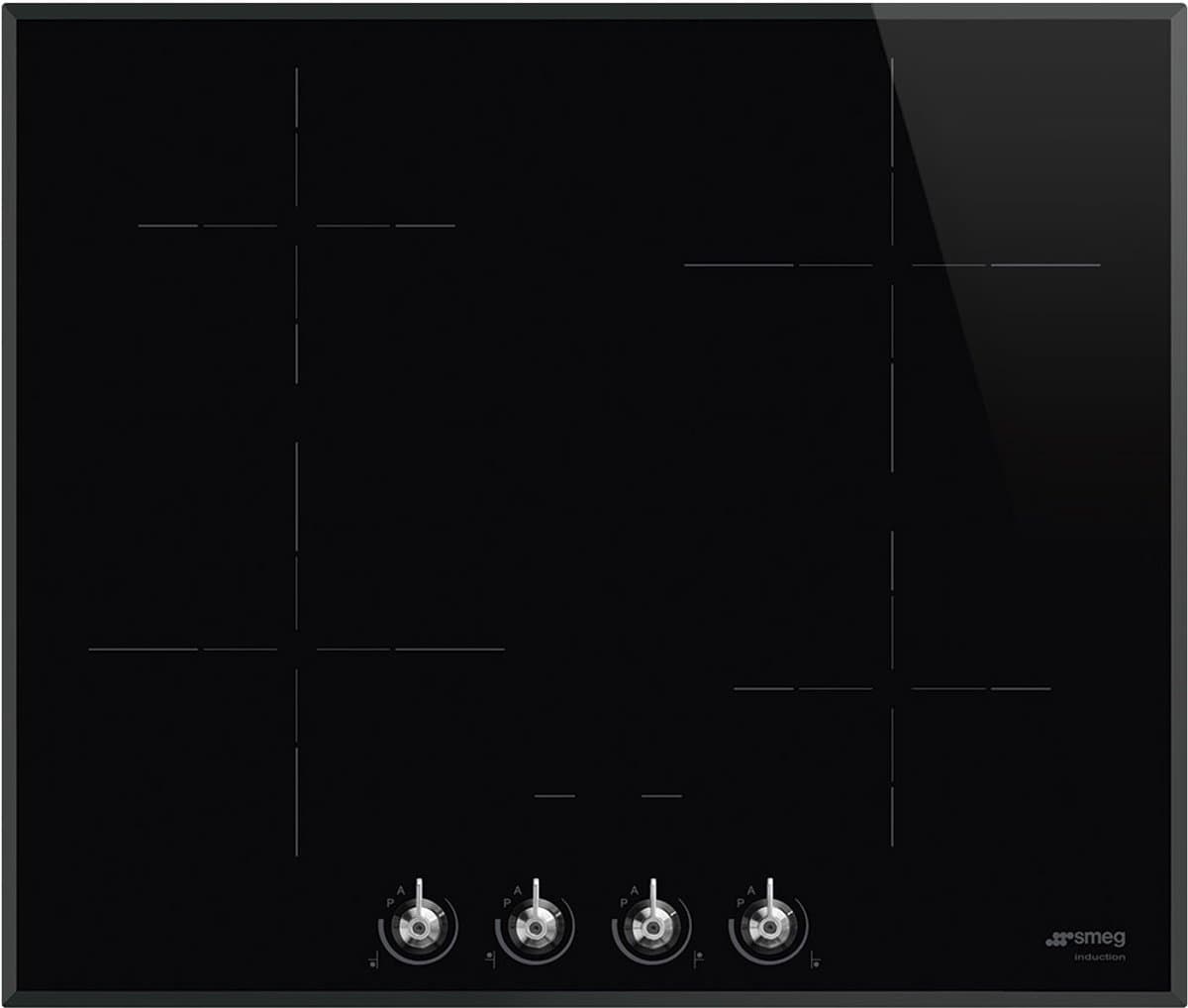 SMEG SI364BM - Inductiekookplaat - 60 cm - Zwart - 4 Kookzones - Knopbediening - Inbouw Kookplaat - Afbeelding 1