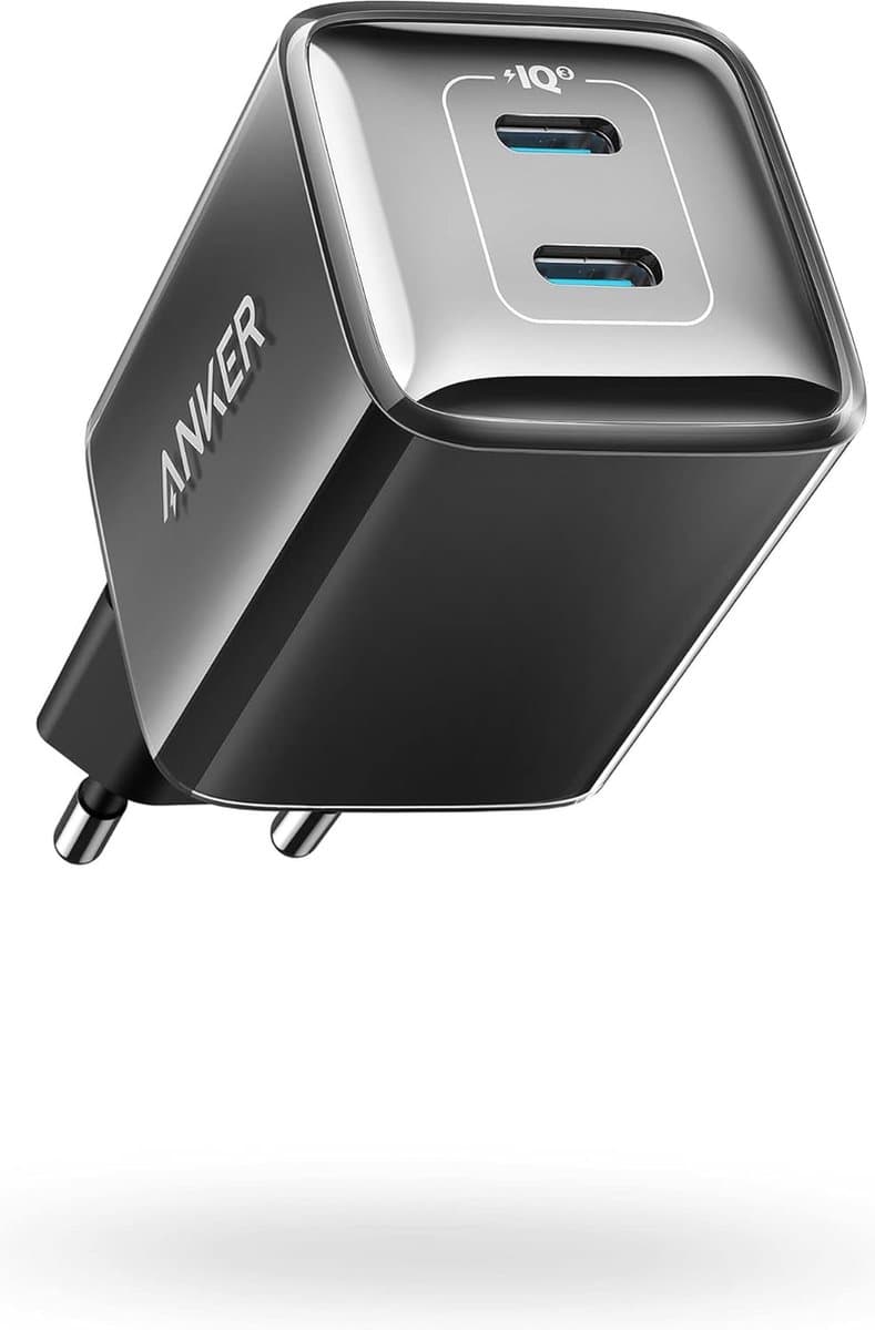 Anker Anker Nano Pro, 521 oplader, compacte 40 W PIQ 3.0 dual-port USB-C voeding, compatibel met iPhone 15/14/13/12-serie, iPad Mini, MacBook Air en meer, zwart ijs - Afbeelding 1