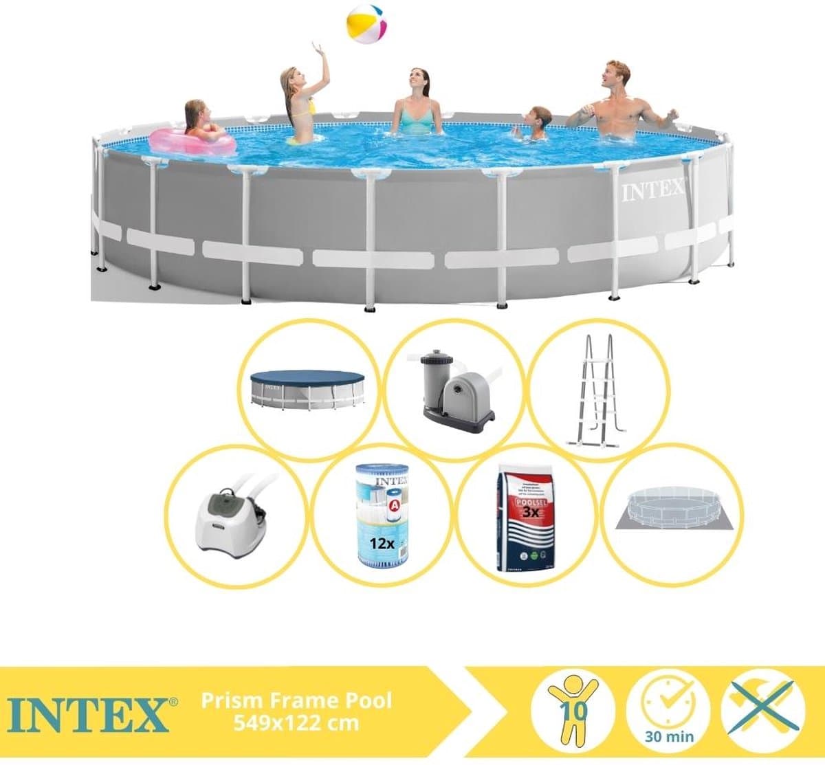 Intex Prism Frame Zwembad - Opzetzwembad - 549x122 cm - Inclusief Filter, Zoutsysteem en Zout - Afbeelding 1