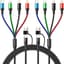 4-in-2 multi-oplaadkabel, [2 stuks, 1,8 m] 6-in-1 snellaadkabel USB A/C naar type C/Micro USB/Lightning universele oplaadkabel, gevlochten multilader voor iPhones, iPhone, Galaxy en meer